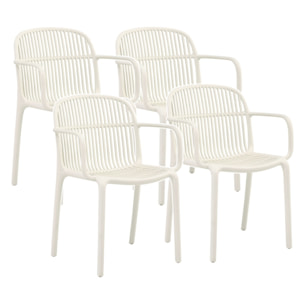 Set da 4 sedie da esterno bianca con braccioli in polipropilene – Sintra