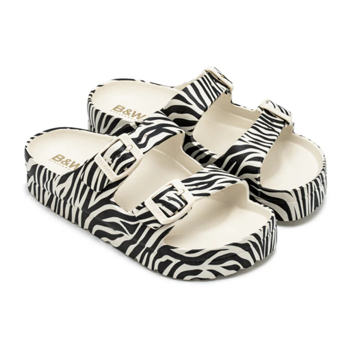 Sandalias de Niños Hebilla Estampado Cebra