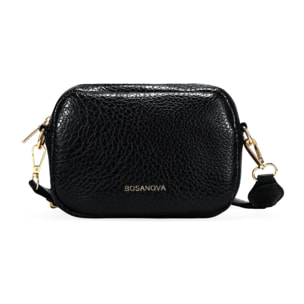 Bolso bandolera negro asa con argollas