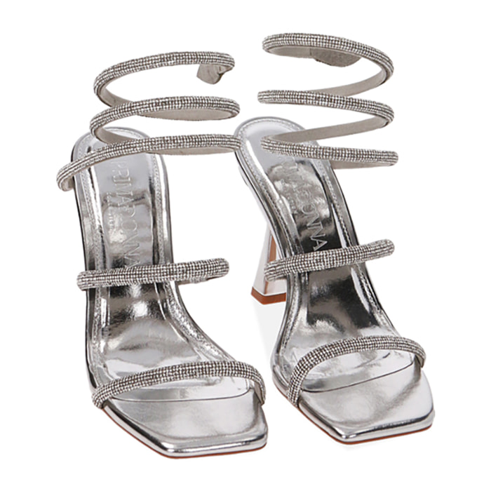 Sandalias plateadas snake tacòn 10 cm