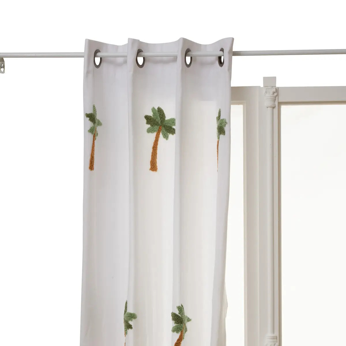 Rideau Tufy 260x140cm Blanc Imprimé Palmiers
