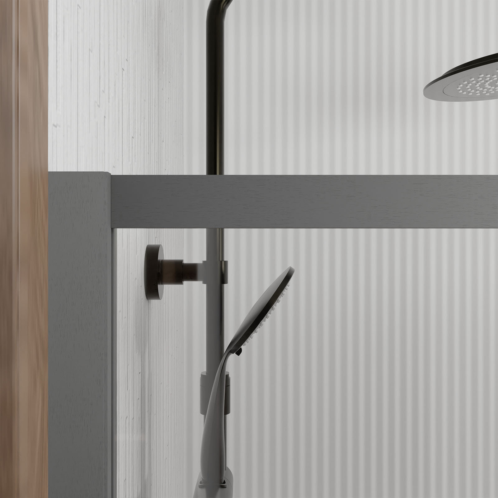 Paroi de Douche 120x200 cm - Cadre et Bras en Aluminium Finition Gun Metal - Verre Trempé 6 mm