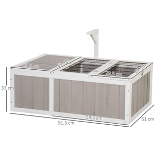 Enclos pour tortue - parc pour tortue - maison pour tortue terrestre - enclos extérieur avec grillage - bois sapin gris blanc