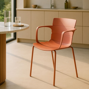 Lot de 4 fauteuils de table brique en polypropylène et métal  MONTAUK