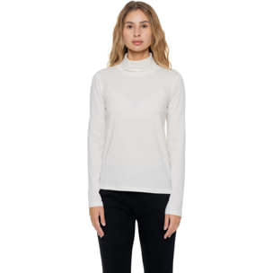 Camiseta de cuello alto de manga larga para mujer,placa Leone 1947 Never Without