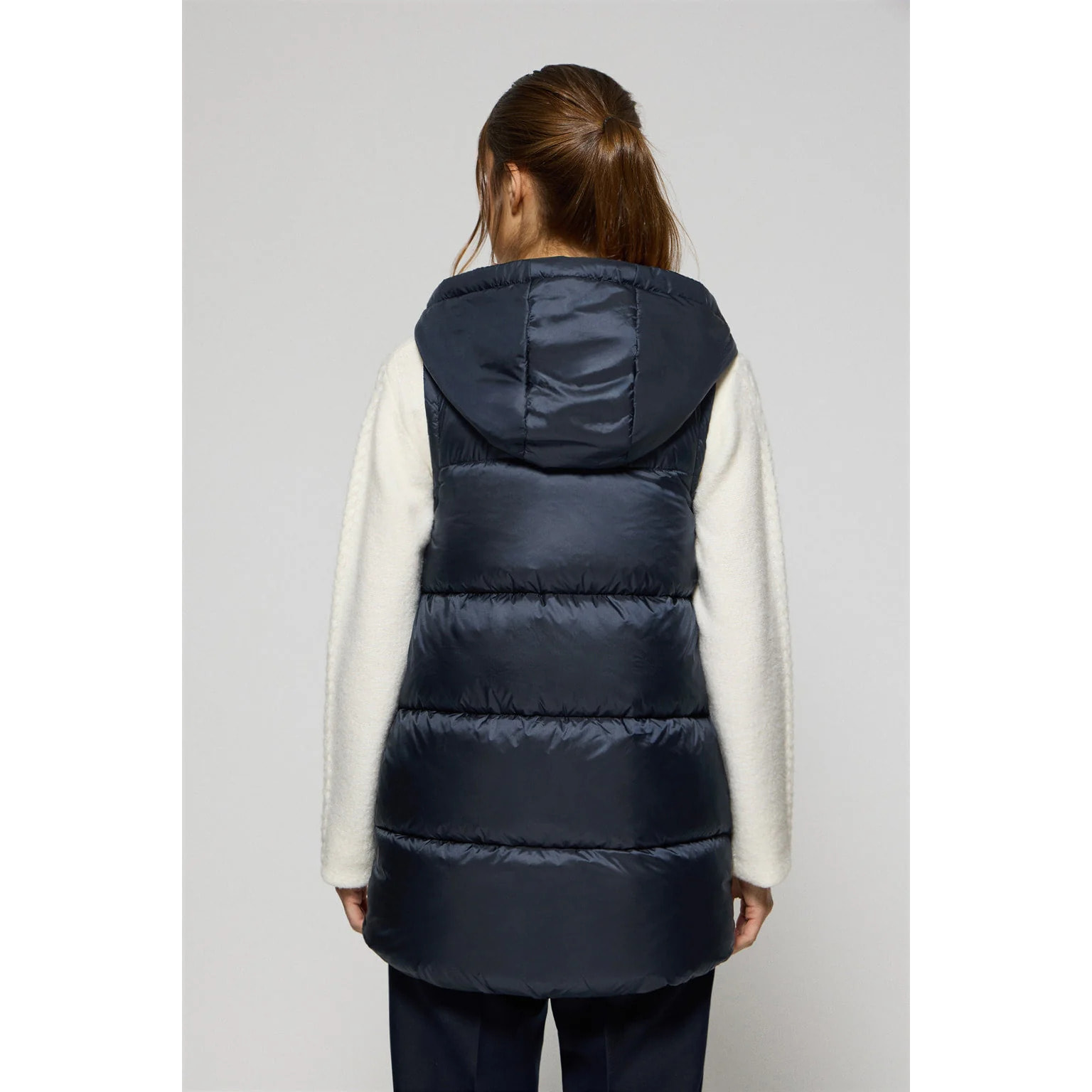 Gilet trapuntato Ice blu marino con cappuccio fisso e particolari Polo Club