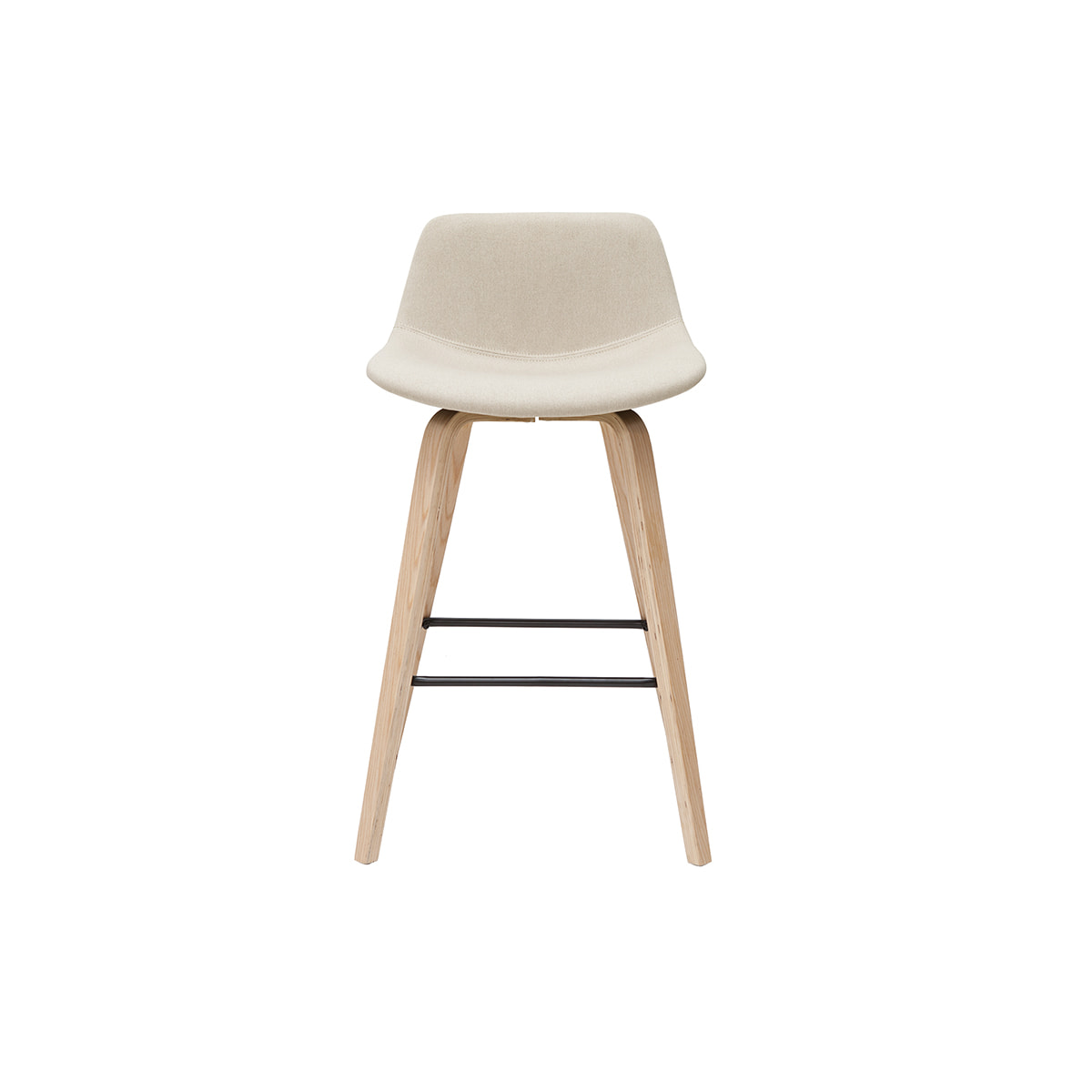 Tabourets de bar scandinaves beige et bois clair H65 cm (lot de 2) NONIE