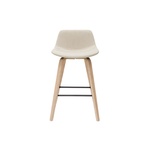 Tabourets de bar scandinaves beige et bois clair H65 cm (lot de 2) NONIE