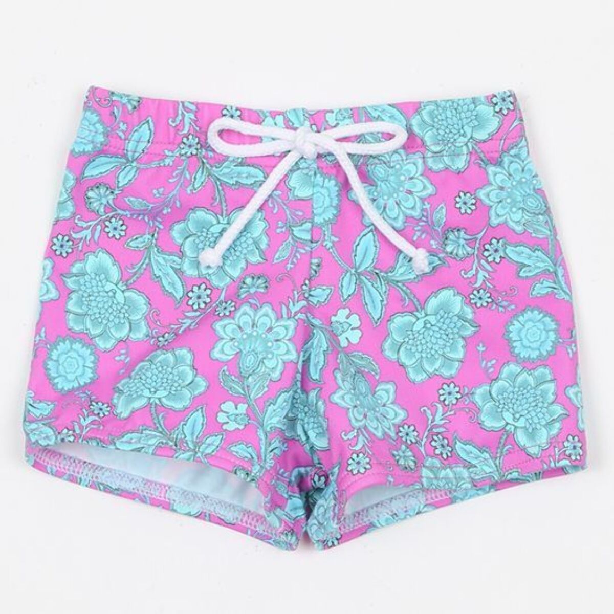 BAÑADOR ROSA CON FLORES AZULES