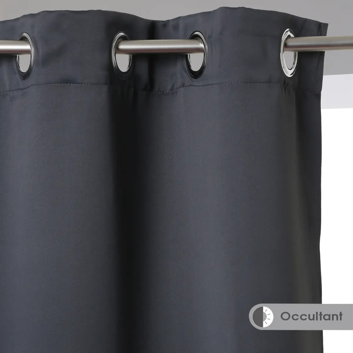 Lot de 2 rideaux occultants gris ardoise 135x240cm