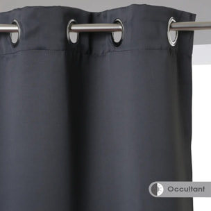 Lot de 2 rideaux occultants gris ardoise 135x240cm