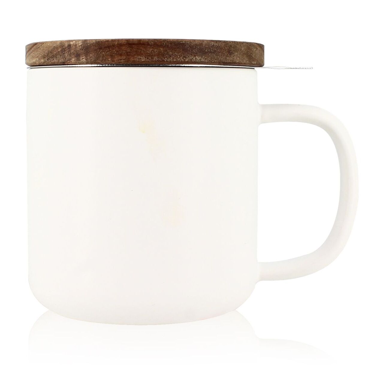 Tisanière en grès blanc avec couvercle en bois d'acacia 300ml JULIET