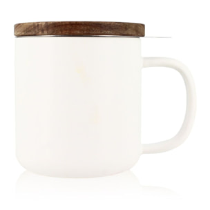 Tisanière en grès blanc avec couvercle en bois d'acacia 300ml JULIET