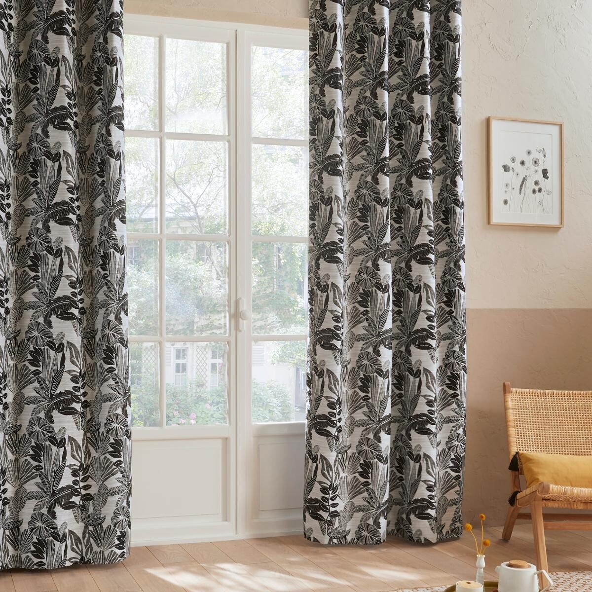 Rideau "Bejuco" motifs jacquard noir 140x260cm