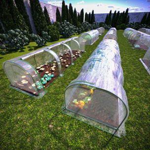 Serra A Tunnel in Acciaio Per Piante Fiori Orto Giardino Telo In PVC Trasparente Con 3 Porte Avvolgibili A Cerniera Protezione Piante 295x100x80 Cm