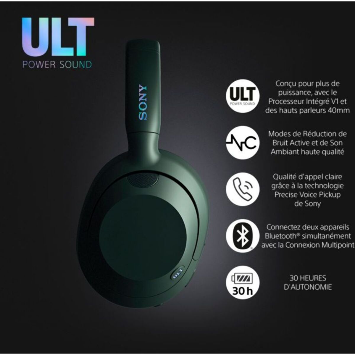 Casque SONY ULT WEAR Gris Foret