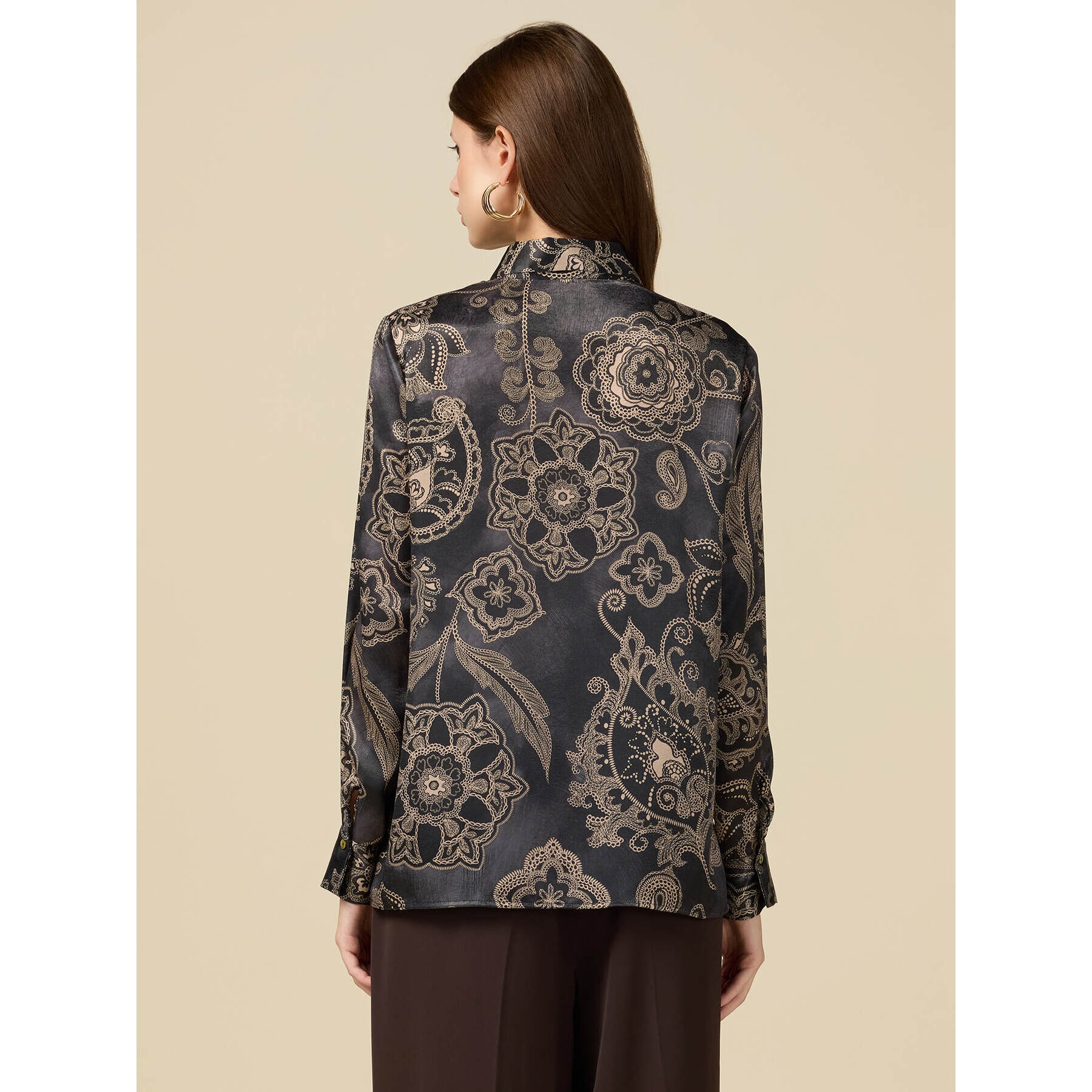 Oltre - Patterned satin shirt - Gris