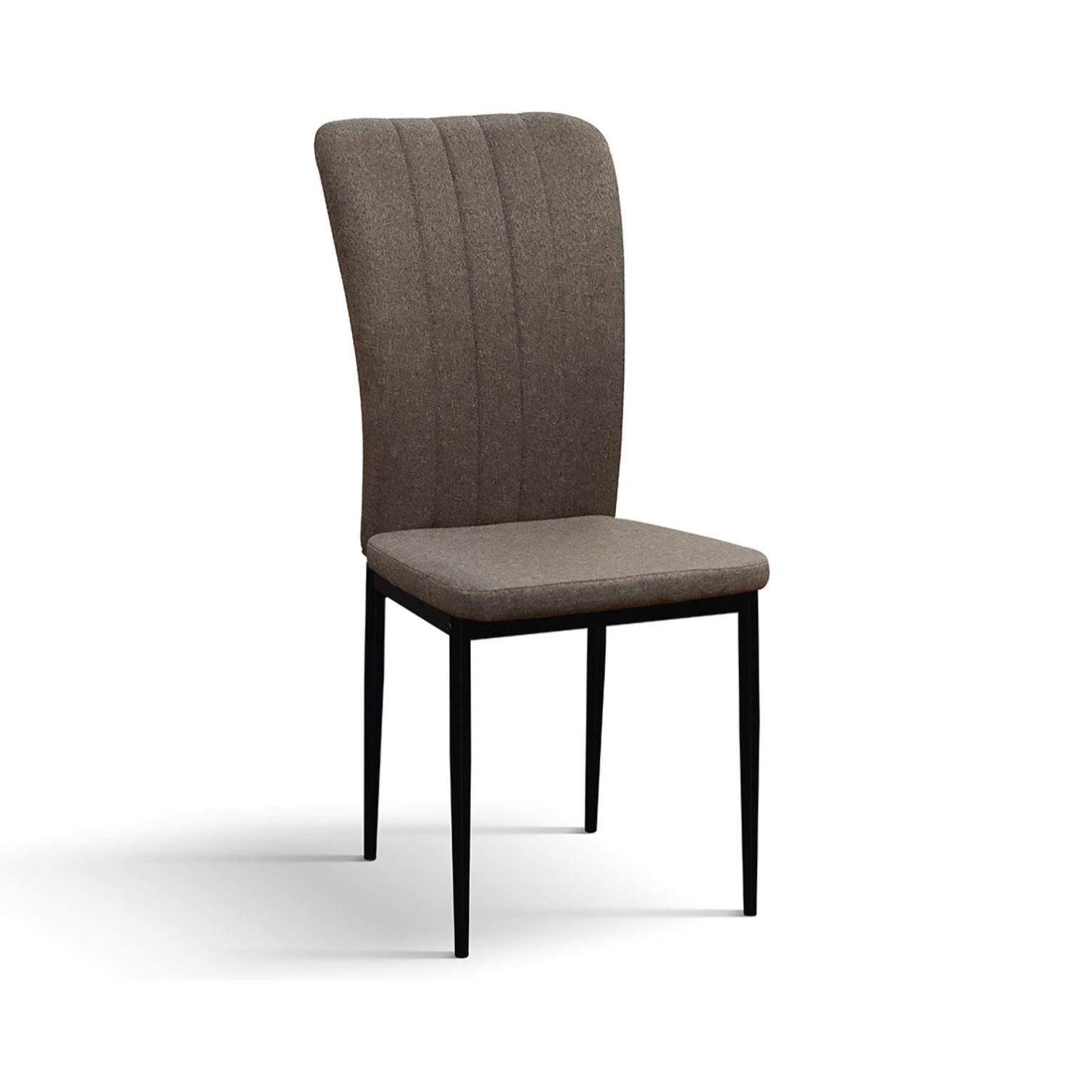 Set di 6 sedie AMSTERDAM in tessuto marrone e gambe in metallo nero