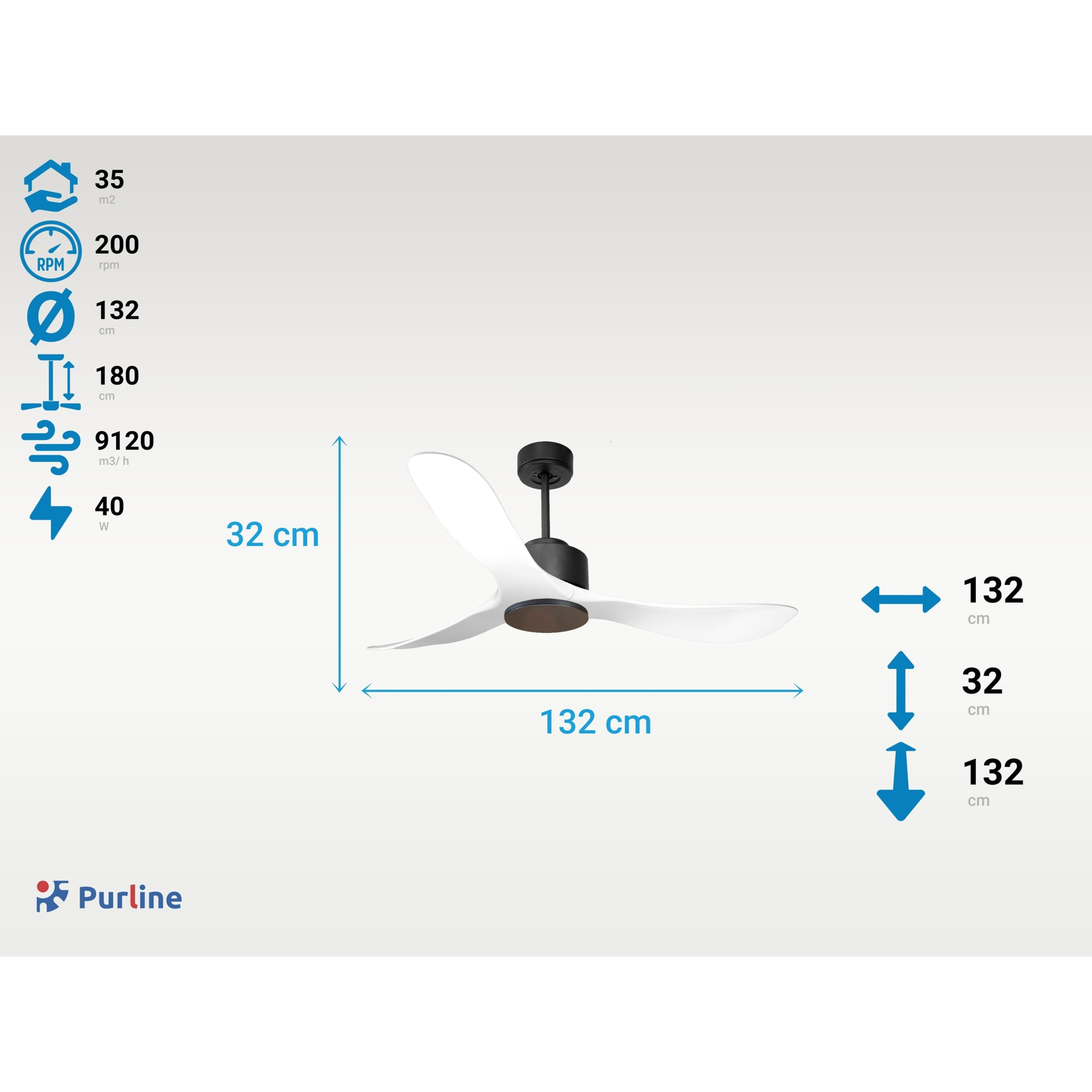 Ventilateur de plafond Wifi Moteur à courant continu Télécommande Hypersilence Mémoire Shopify Vendible (AUTOMATIQUE) 40   W Noir