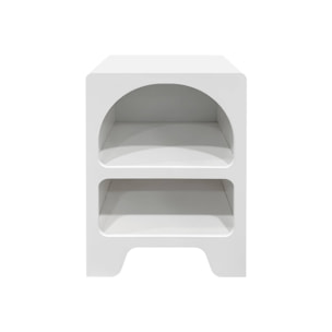 Table de chevet organique effet bois blanc. plusieurs niches 2 compartiments de rangement
