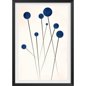 Affiche dessin ""fleurs de bleuets "" Affiche + cadre en bois - Noir