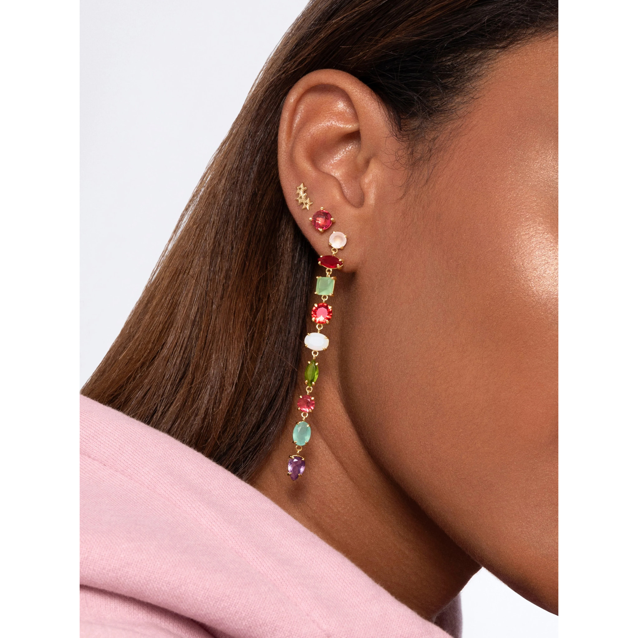 Orecchino Drop Orchid Argento Placcato Oro