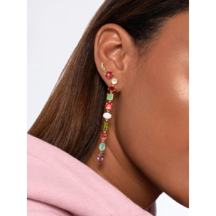 Orecchino Drop Orchid Argento Placcato Oro