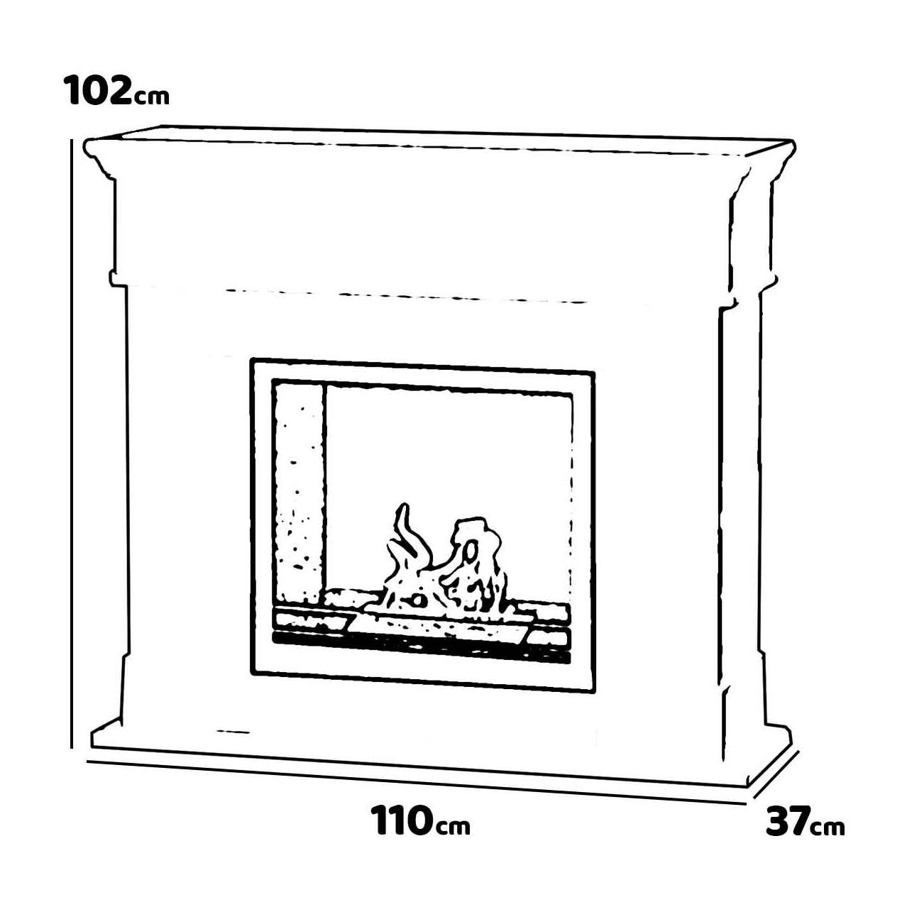 Cambridge - Camino a bioetanolo da terra in legno 110x37xH102 cm, colore bianco