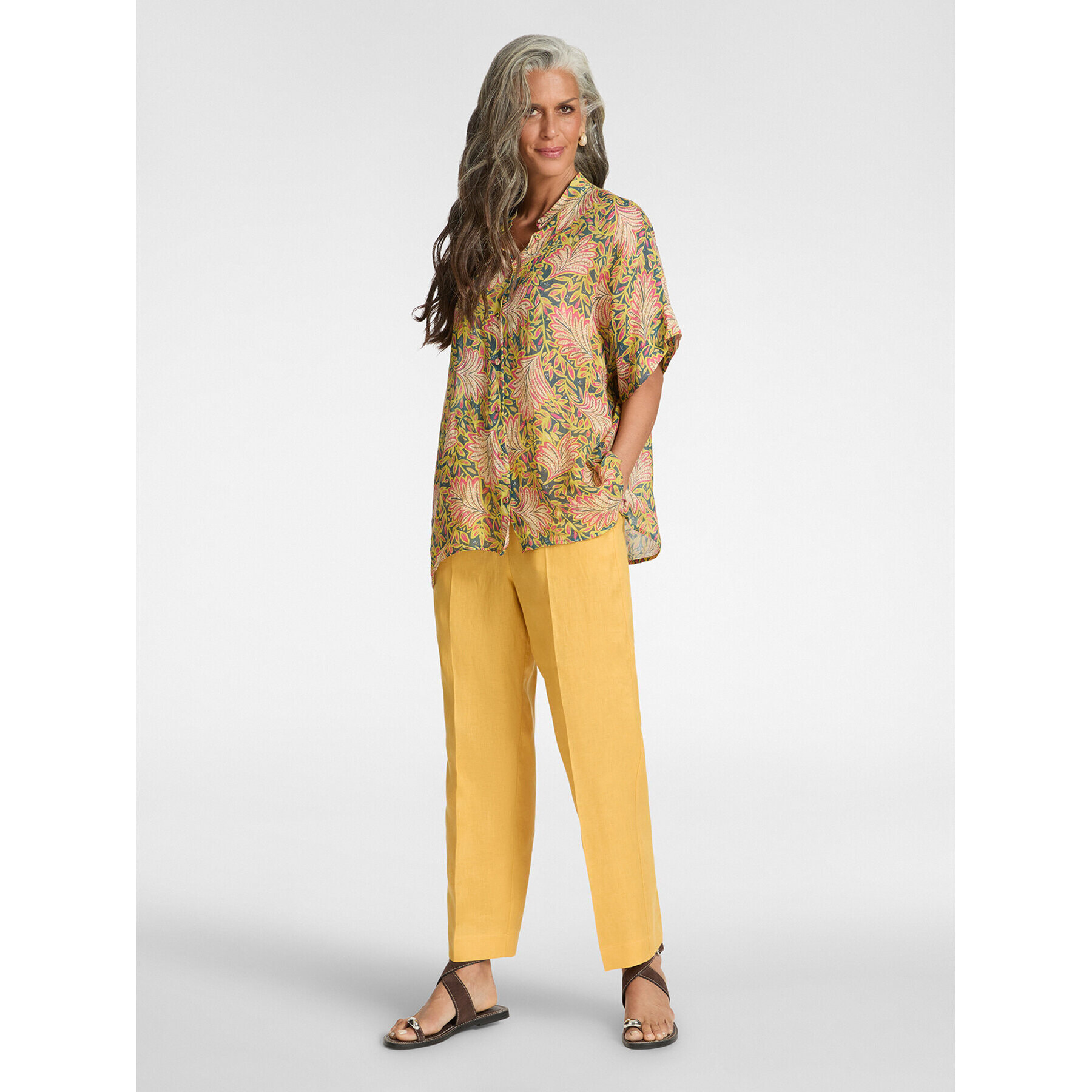 Elena Mirò - Pantalones de lino - Amarillo