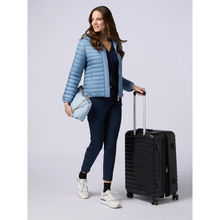 Oltre - Pantaloni skinny in cotone e tencel con bottone gioiello - Blu