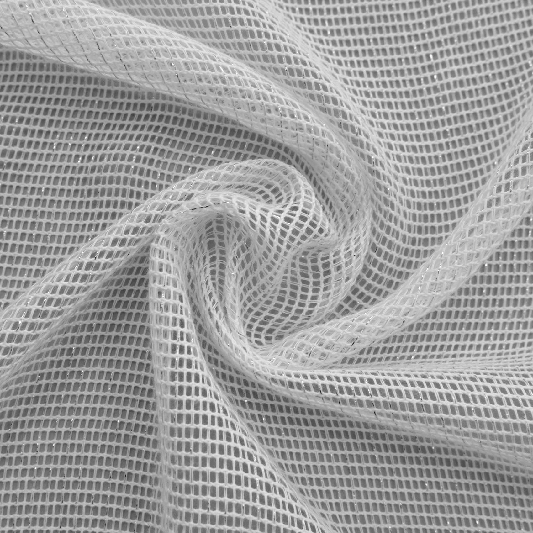 Tissu en filet avec fils métal - Blanc