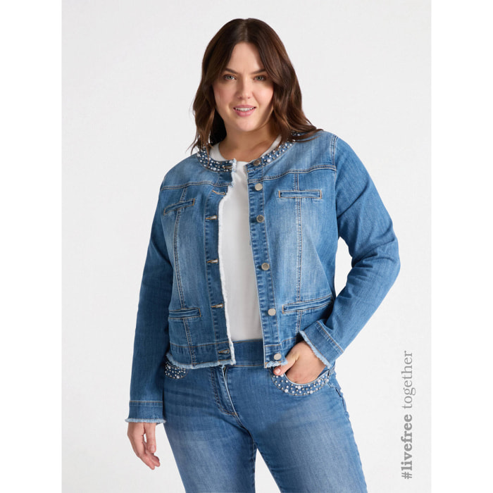 Fiorella Rubino - Chaqueta vaquera bordada - Light - blue