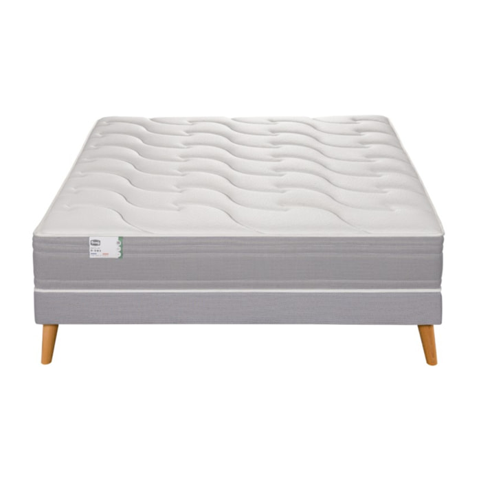 Ensemble LE PUISSANT matelas H25 ressort ensachés, mi-ferme, sommier