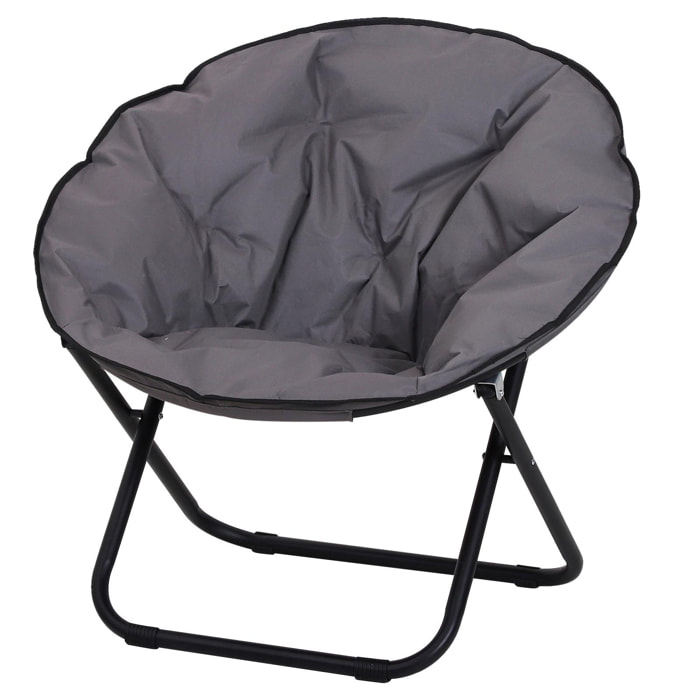 Loveuse fauteuil rond de jardin fauteuil lune papasan pliable grand confort 80L x 80l x 75H cm grand coussin fourni oxford gris