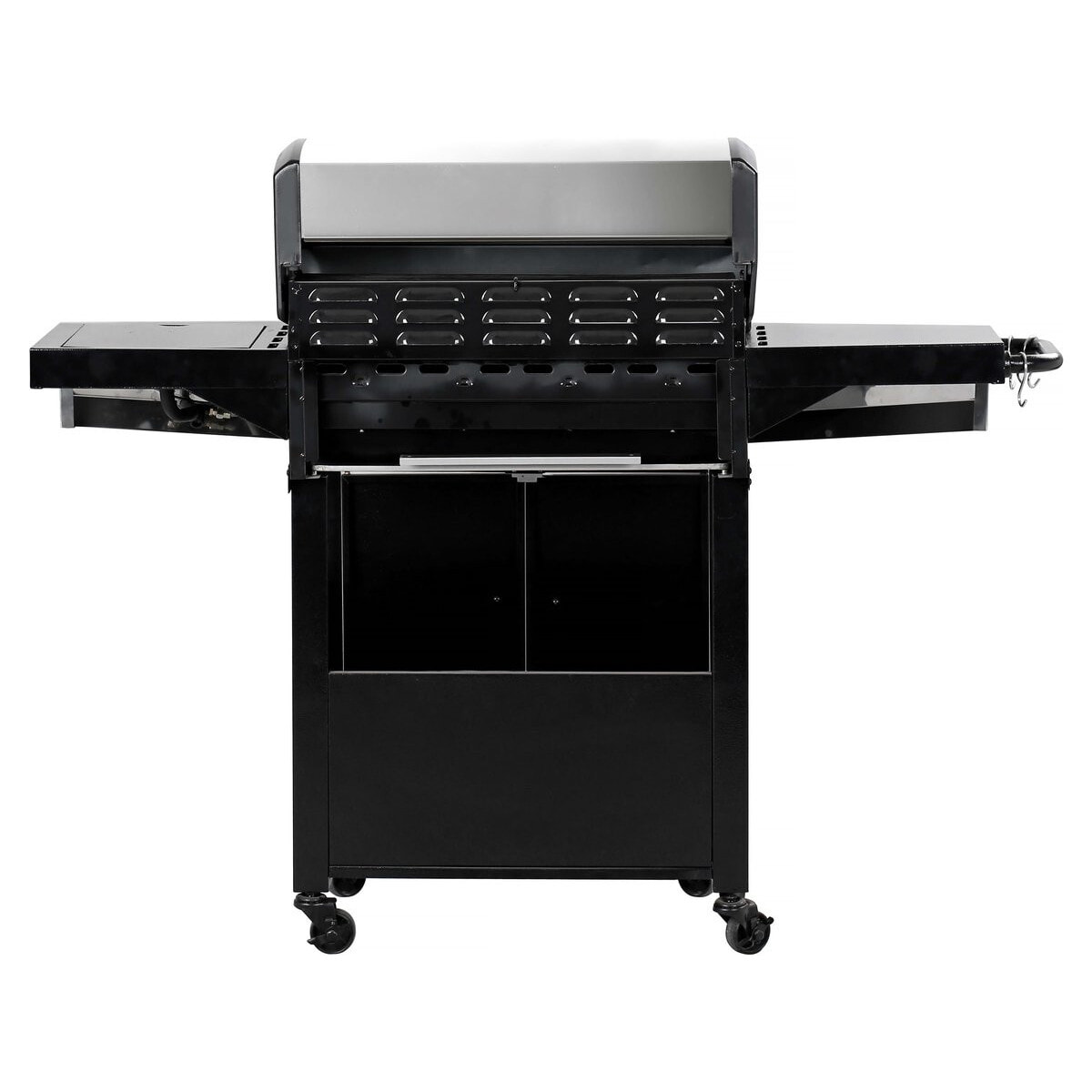 Barbecue gaz avec couvercle en verre "Bingo 5" - 4 brûleurs + 1 latéral + Housse protection - 15.2 kW - Noir