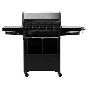 Barbecue gaz avec couvercle en verre "Bingo 5" - 4 brûleurs + 1 latéral + Housse protection - 15.2 kW - Noir