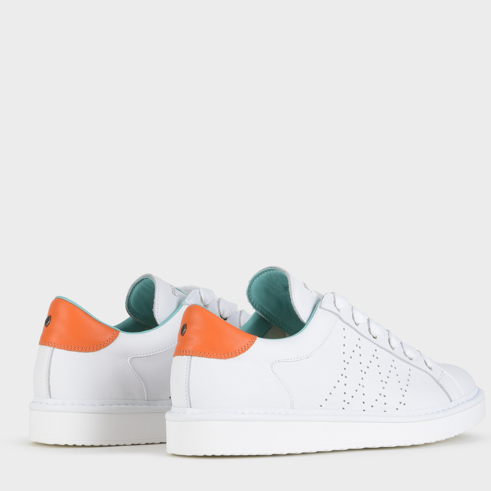 ZAPATO CON CORDONES HOMBRE P01 DE PIEL BLANCO NARANJA