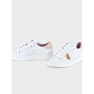 ZAPATO CON CORDONES MUJER P01 DE PIEL BLANCO ROSA POLVO