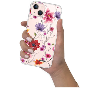 Coque iPhone 13 360 intégrale transparente Fleurs Multicolores Tendance Evetane.