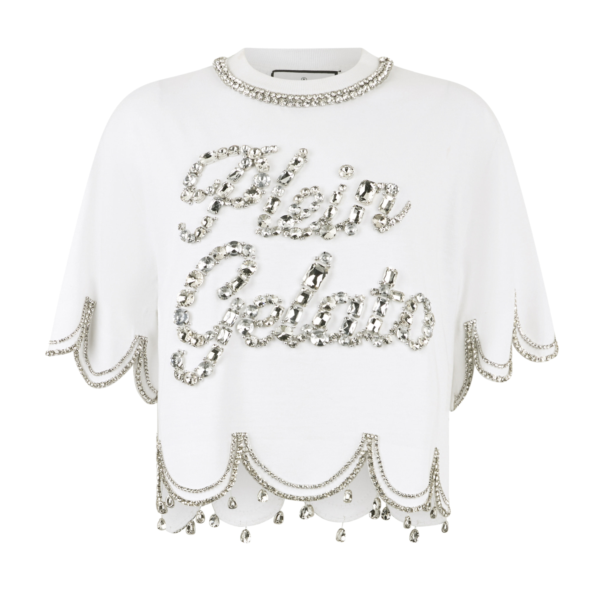 PHILIPP PLEIN Cropped T-Shirt Crystal Waves
