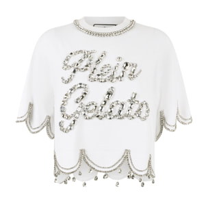 PHILIPP PLEIN Cropped T-Shirt Crystal Waves