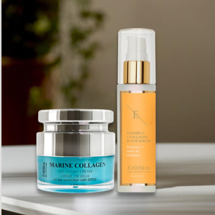 Crema de día con colágeno marino SPF50 50 ml + VITAMINA C + SERUM ELIXIR DE COLÁGENO 60 ML