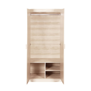 Dressing. armoire. 2 portes avec penderie et rangements LINEAR. panneaux stratifiés et pied en bois de sapin L 80 x P 48 x H 180cm