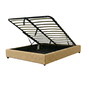 Lit coffre Cancun | Espace de Stockage jusqu'à 900 L | Robuste et Large Angle d’Ouverture | Bouclette | Camel