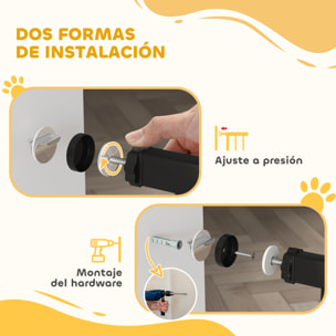 Barrera para Perros Puerta para Perros con Ancho Ajustable 76-104 cm Barrera de Seguridad para Perros con 2 Extensiones y Doble Bloqueo para Escaleras y Puertas Negro