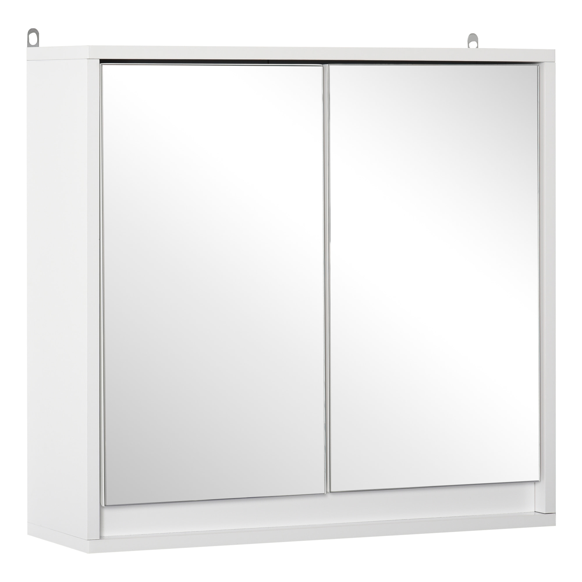 Armario de Baño con Espejo con 2 Puertas y Estante Ajustable 48x14,5x45cm Blanco