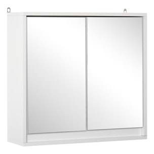 Armario de Baño con Espejo con 2 Puertas y Estante Ajustable 48x14,5x45cm Blanco