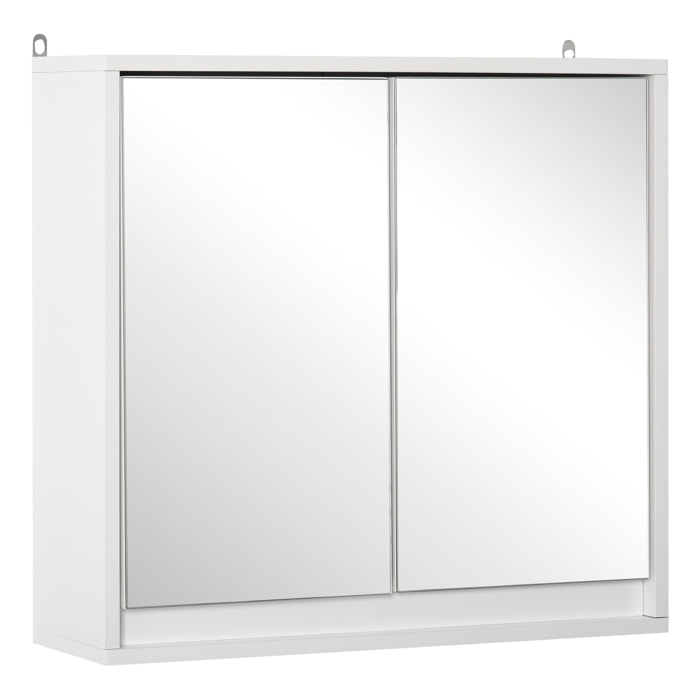 Armario de Baño con Espejo con 2 Puertas y Estante Ajustable 48x14,5x45cm Blanco