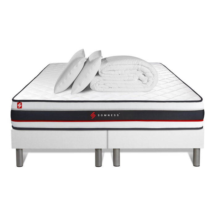 Pack sommier + matelas FORM + 2 oreillers mémoire de forme + Couette Percale