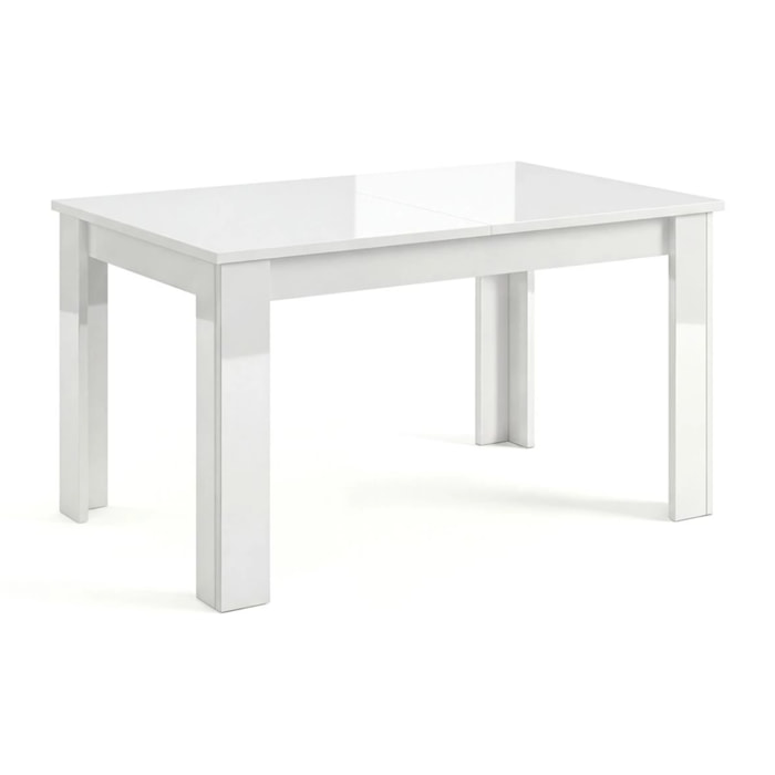 Mesa de comedor extensible blanco brillo 140-190x90 cm Danna Blanco Brillo